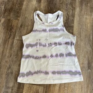 Lululemon 🍋 COOL RACERBACK SHORT TANK TOP *NULU Size: 8 Tie-Dye Purple & White